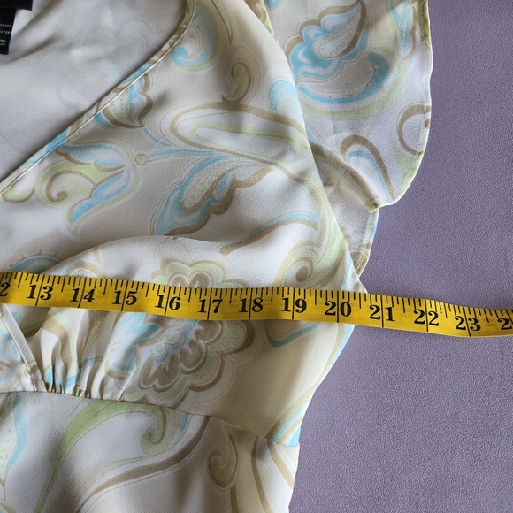 Lane Bryant Ivory Blue Paisley Floral Flounce Sleeves Midi Dress Whimsy Size 14 - Picture 14 of 16